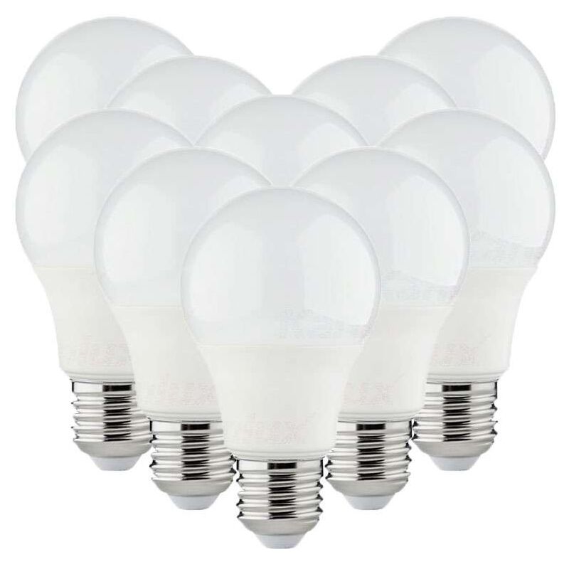 Set di 10 lampadine LED A60 SMD 8,5W E27 - Bianco caldo 3000K