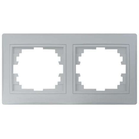 GUNSAN Moderna Cornio Per 2 Prese O Interruttori Dimmer - Colore Argento, Plastica, Per Installazione A Incasso (2 Pezzi)