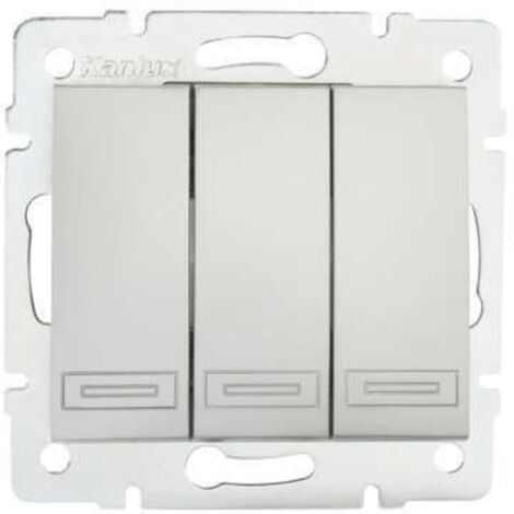 BG Electrical Interruttore Tripla Luce A Scomparsa - Finitura Nichel Nero, 2 Vie, 16AX, Piastra Piatta Senza Viti, Nexus Metal - 2
