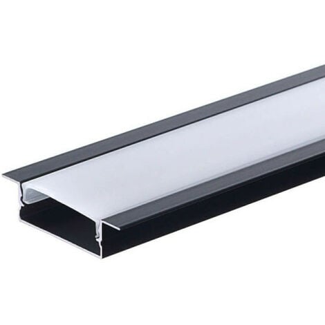 Profilo Da Incasso 41mm Nero Sottile h10mm Diffusore Bianco per Strisce LED  da 2m