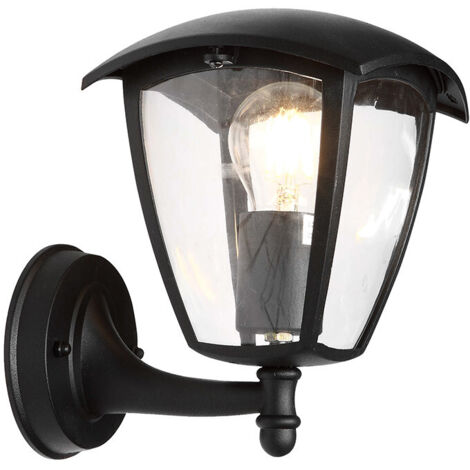 Lampade Da Esterno A Parete 2 Pezzi - BRIMMEL Nero Opaco Con Vetro Trasparente, IP44, E27