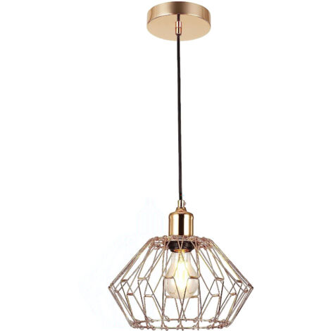 Luminaire Oro Diametro 210mm Attacco E27 Con Cavo 1,1m Sospensione Per Illuminazione Interna