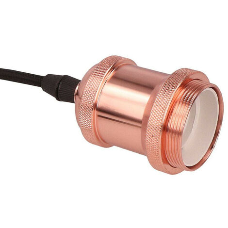 Cavo Sospensione Tessuto 2 Metri Con Attacco E27 – Portalampada In Metallo Rosa Oro – Con Interruttore – Per Lampadine Fino A 60W - 2