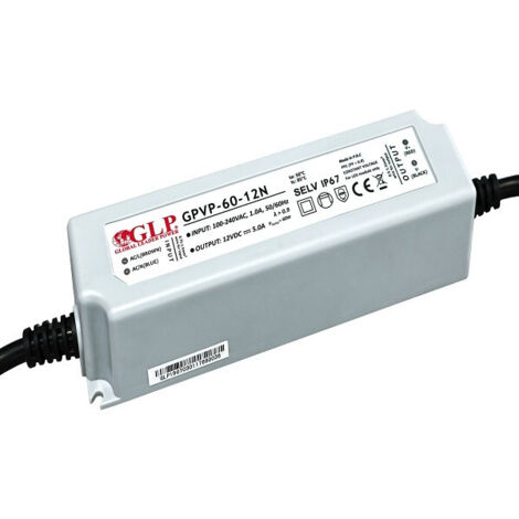 LEDSone Trasformatore driver di alimentazione LED DC 12V impermeabile IP67 20W AC 90-250V Uscita senza sfarfallio, trasformatore esterno