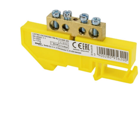 Morsettiera DIN 6x9 - Gialla - Facile installazione - Tensione di isolamento 500V Morsettiera DIN 6x9 - Gialla - Facile installazione - Tensione di isolamento 500V