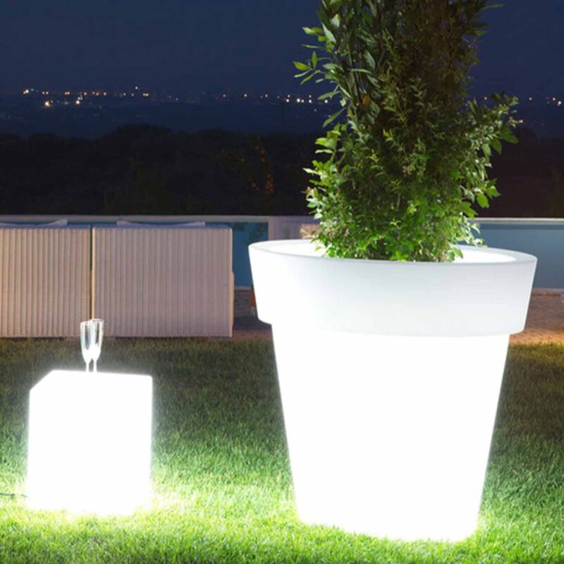 Genesis vaso alto rotondo luminoso LED RGB portavasi giardino terrazza