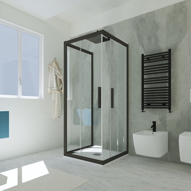 Porta doccia pieghevole Verve 90 cm, H 190 cm in vetro, spessore 6 mm  trasparente cromato