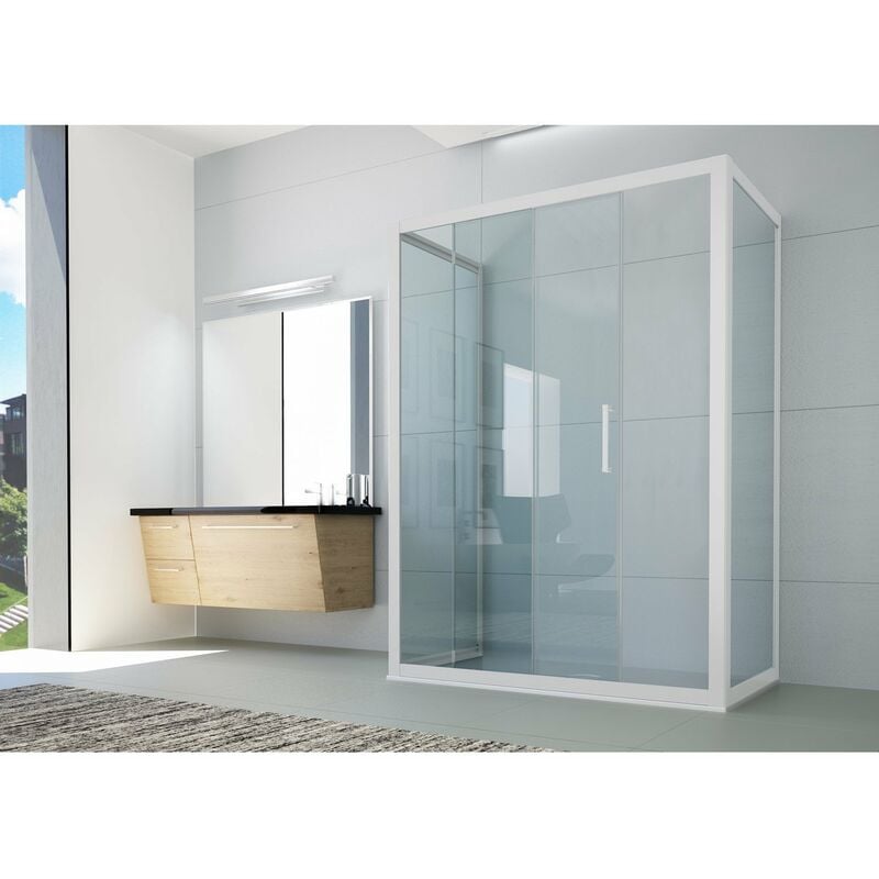 Box doccia scorrevole 3 lati 70x150x70 cm Bianco Glax 3 lati