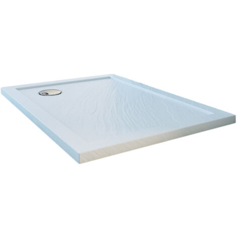 Piatto doccia bordato effetto pietra bianco in acrilico mod. Flower 70x90x4 cm rettangolare