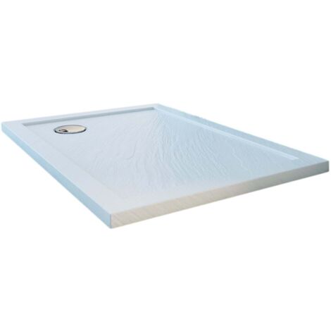 Piatto doccia bordato effetto pietra bianco in acrilico mod. Flower 80x110x4 cm rettangolare