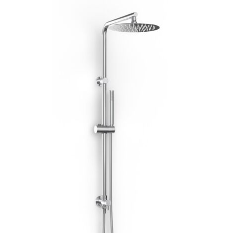 Metaform - Saliscendi Doccia con soffione e doccetta Satinata in Acciaio inox e ottone spazzolato Mod. Zeus satin