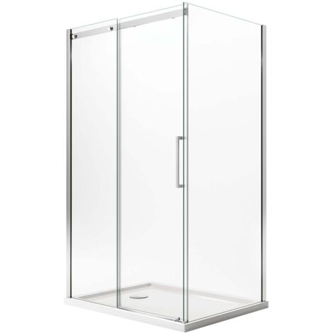 Box doccia rettangolare con easyclean h 200 vetro trasparente 8 mm mod. Prime Duo 1 Anta 80x120 cm versione sinistra (1/5)