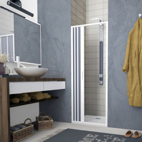 Box Doccia 1 Lato PVC In Plastica Porta Scorrevole Soffietto Bagno Nicchia 90