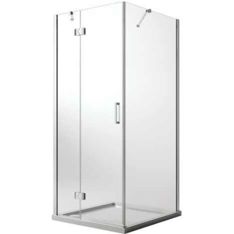 Box doccia battente vetro trasparente con easyclean h 190 mod. Flip Anta + Fisso 75x75 cm