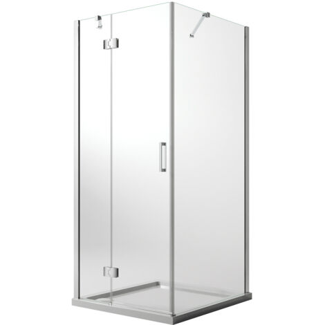 Box doccia battente vetro trasparente con easyclean h 190 mod. Flip Anta + Fisso 70x75 cm