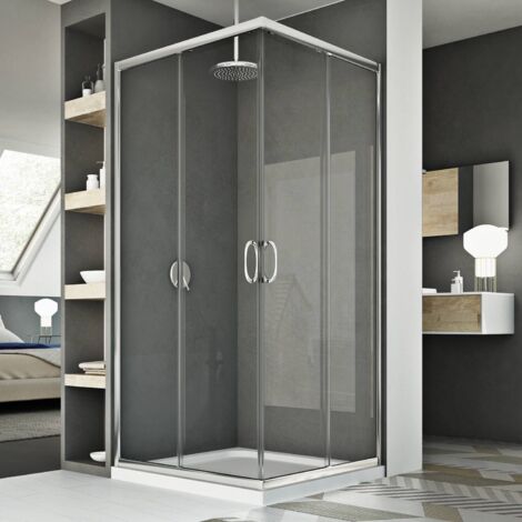 Box doccia angolare scorrevole vetro trasparente h 185 mod. Junior 72x120 cm rettangolare
