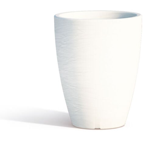 Vaso con sottovaso in resina mod. Aloe Tondo Ø 30 cm h 38 bianco