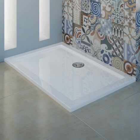 Piatto doccia in acrilico bordato bianco lucido mod. Flower 80x120x4 cm rettangolare