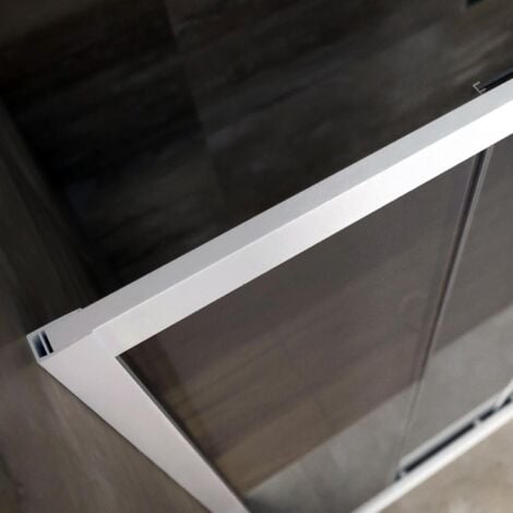 Porta doccia nicchia in pvc profilo bianco h 200 mod. Glax 1 Anta 100 cm vetro trasparente