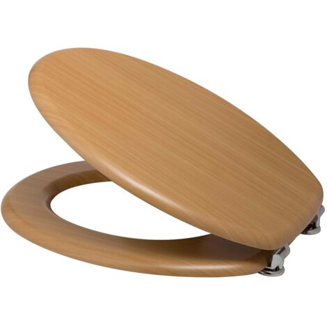 Sedile Wc faggio copriwater copriasse in mdf liscio con coperchio mod. Pegaso