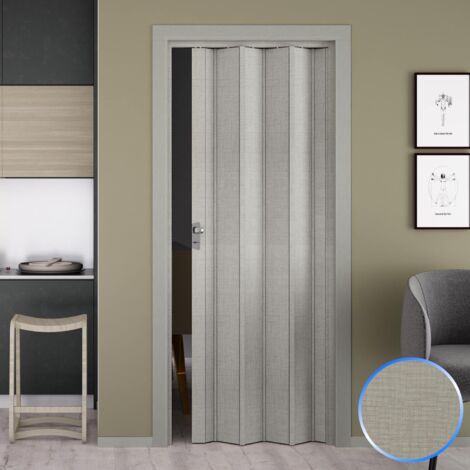 Porta a soffietto da interno in pvc 88,5x214 cm mod. Luciana colore tessuto grigio