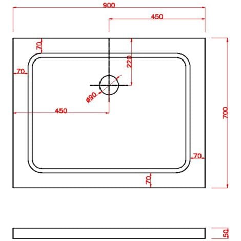 Piatto doccia in abs mod. Selene 70x90x5 cm rettangolare