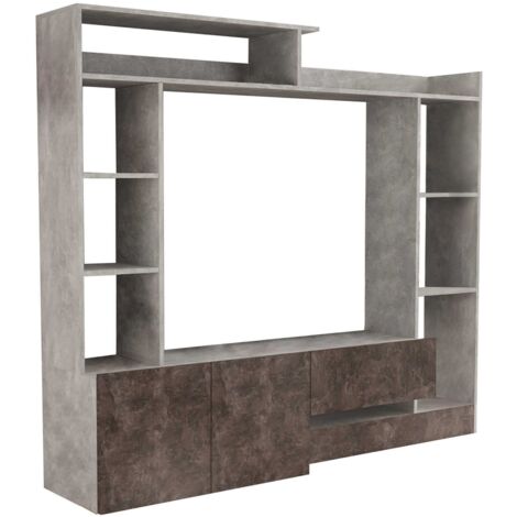 Parete attrezzata porta tv da interno soggiorno in legno nobilitato bilaminato Ponte Vecchio - Grigio Effetto Cemento E Grigio Scuro Effetto Cemento (1/5)