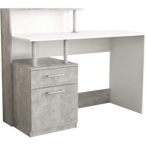 Scrivania da interno studio camera da letto con 2 cassetti e doppio ripiano in legno nobilitato bilaminato Double Desk - Grey (1/4)