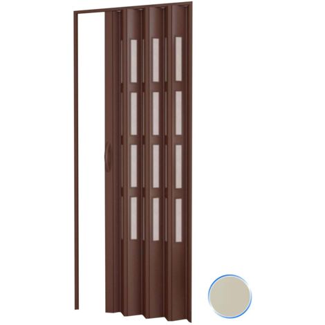 Porta a soffietto da interno in kit con vetri in PVC mod. Sonia Avorio 1140 82x220 cm
