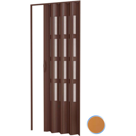 Porta a soffietto da interno in kit con vetri in PVC mod. Sonia Douglas 82x210 cm