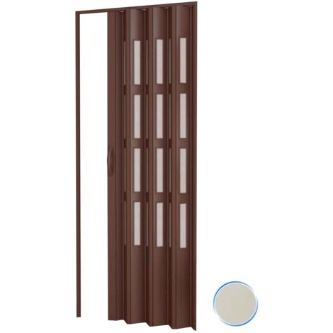 Porta a soffietto da interno in kit con vetri in PVC mod. Sonia Avorio 1013 82x210 cm