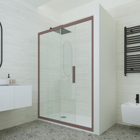 Porta doccia Chocolate scorrevole  cm nicchia vetro Deco