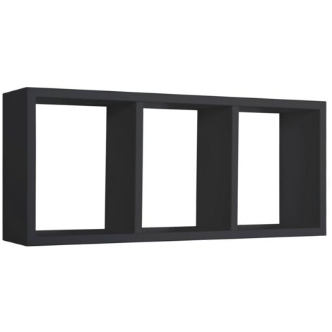 Mensola cubo 3 scomparti scaffale nero soggiorno salotto camera moderno Tristano