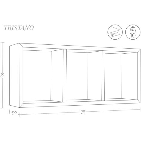 Mensola cubo 3 scomparti scaffale nero soggiorno salotto camera moderno Tristano