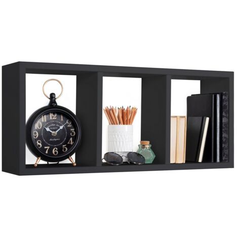 Mensola cubo 3 scomparti scaffale nero soggiorno salotto camera moderno Tristano