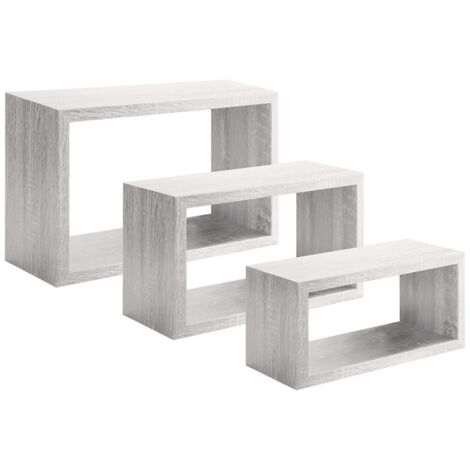 Set 3 Mensole Angolari In Legno Massello Paulownia, Bianco, Staffe Metalliche, 30,5 Cm, Portata 19kg, Per Soggiorno E Cucina - 5