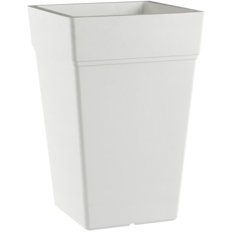 Vaso quadrato ''Stalk Element'' alto in plastica colorato da esterno e giardino per piante e fiori -80 cm / Bianco (1/4)