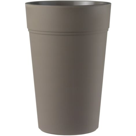 Vaso tondo alto "Stem Element" in Plastica da esterno e giardino per piante e fiori -65 cm / Bruno