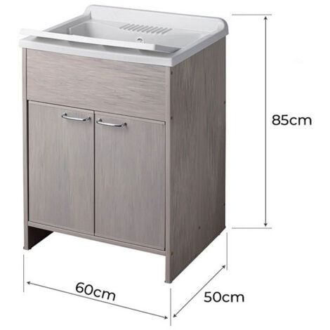 Lavatoio con mobile in PVC colore rovere 60x50 cm mod. Garden