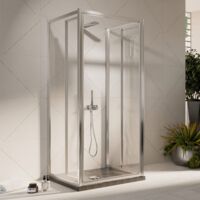 Idralite BOX DOCCIA SALOON ANGOLARE DOPPIA ANTA BATTENTE VETRO CRISTALLO H198 CABINA 