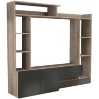 Parete attrezzata soggiorno mobile porta tv 180x42x165 cm di colore Antracite e Olmo mod. Entry