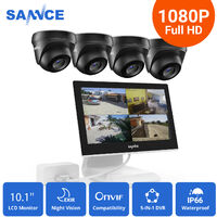 SANNCE 4 Channel Supports ONVIF LCD Monitor DVR CCTV Kits With 1080P Cameras Wired Security Surveillance System For Home Outdoor 4 Cameras - No Hard Drive
