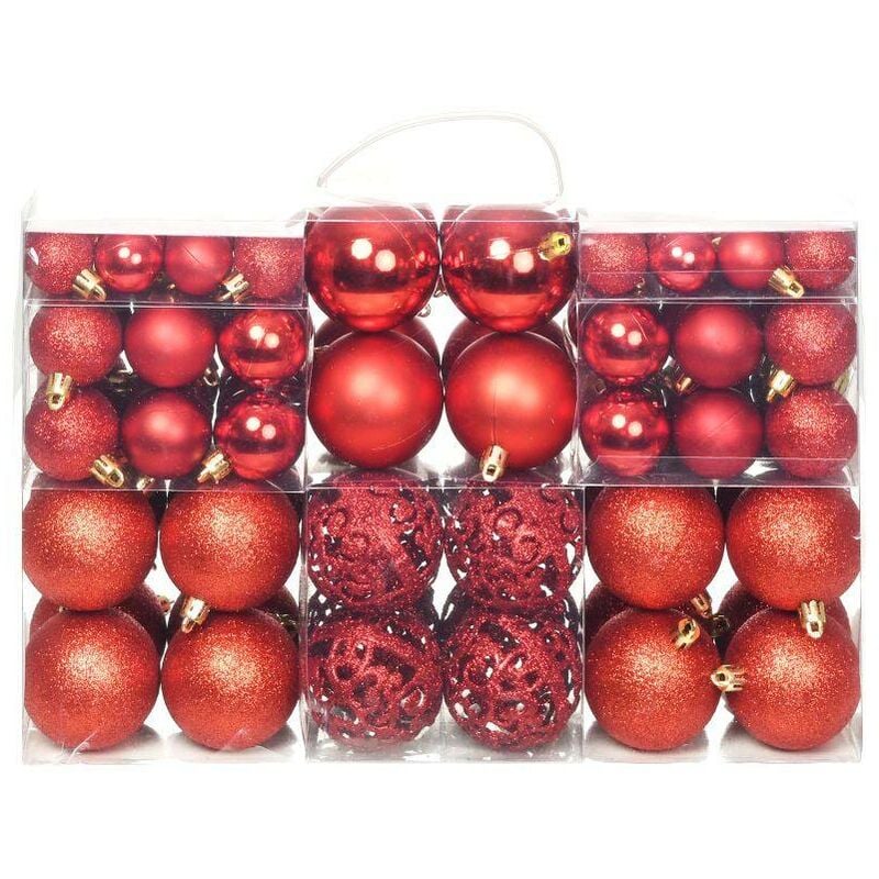 Hommoo Lote de bolas de Navidad 100 unidades 6 cm rojas