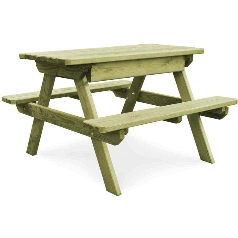 Hommoo Mesa de picnic con bancos madera pino impregnada 90x90x58cm