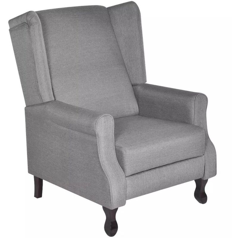 Yaheetech Silla decorativa con reposapiés, sillón y otomana con respaldo  alto y patas de metal, sofá individual de gran tamaño, silla de club y