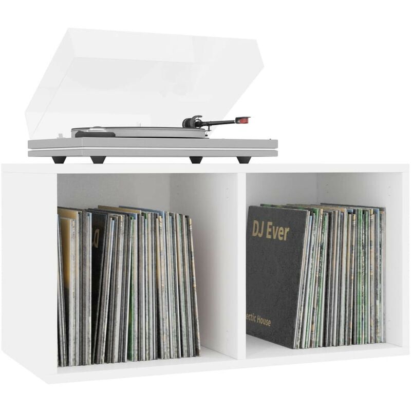 Caja para discos de vinilo aglomerado blanco brillo 71x34x36cm