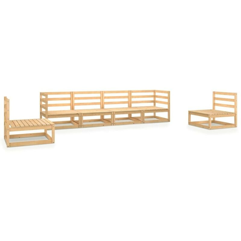 Hommoo Juego de muebles de jardin 6 piezas madera pino maciza