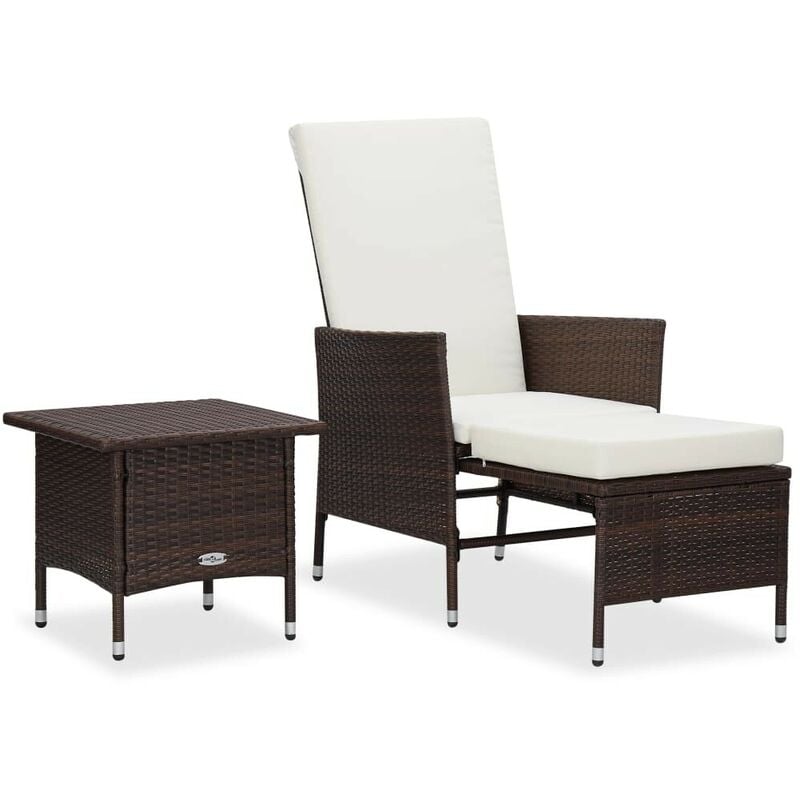 Hommoo Set de muebles de jardin 2 piezas con cojines ratan PE marron