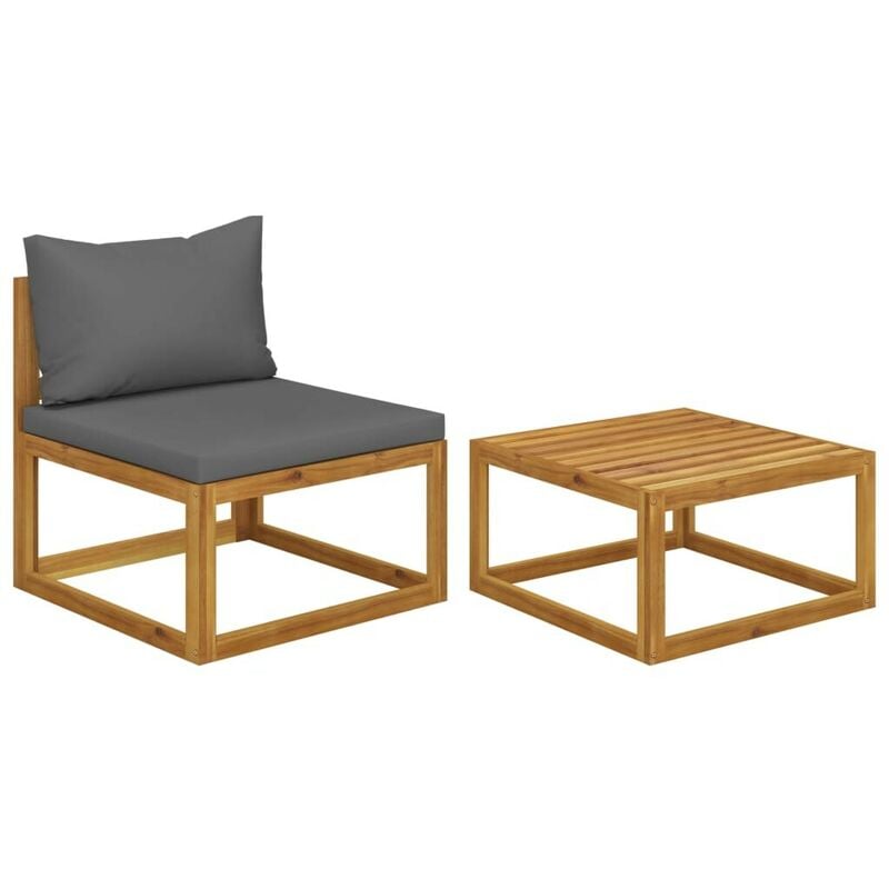 Hommoo Set de sofa de jardin 2 pzas con cojin madera maciza de acacia