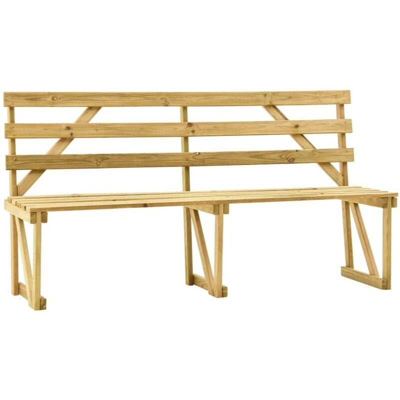 Hommoo Banco de jardin de madera de pino impregnada 170 cm